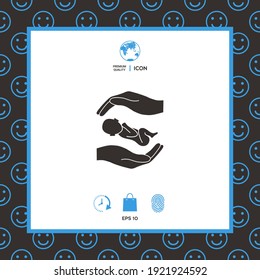 Hands holding baby. Elements for your design