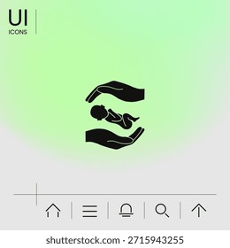 Hands holding baby. Elements for your design