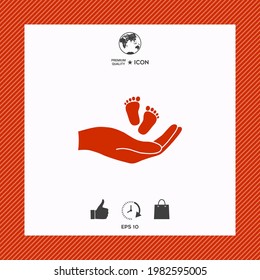 Hands holding baby foot. Elements for your design