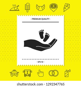Hands holding baby foot. Graphic elements for your design
