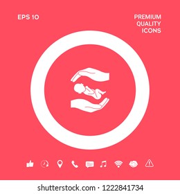 Hands holding baby. Graphic elements for your design
