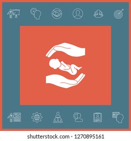 Hands holding baby. Graphic elements for your design