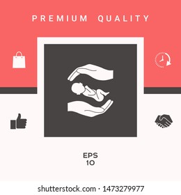 Hands holding baby. Graphic elements for your design