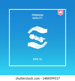 Hands holding baby. Graphic elements for your design