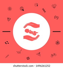 Hands holding baby. Graphic elements for your design