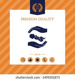 Hands holding baby. Graphic elements for your design