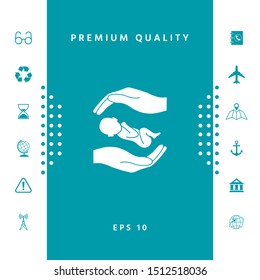 Hands holding baby. Graphic elements for your design
