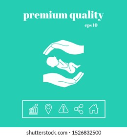 Hands holding baby. Graphic elements for your design