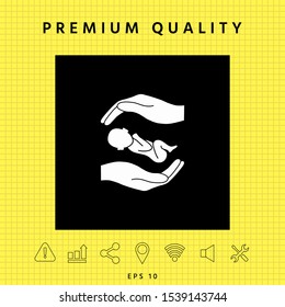 Hands holding baby. Graphic elements for your design