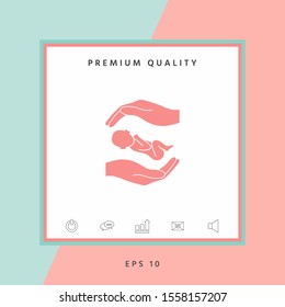 Hands holding baby. Graphic elements for your design