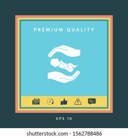 Hands holding baby. Graphic elements for your design
