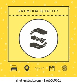 Hands holding baby. Graphic elements for your design