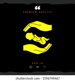 Hands holding baby. Graphic elements for your design