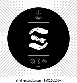Hands holding baby. Graphic elements for your design