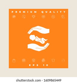 Hands holding baby. Graphic elements for your design