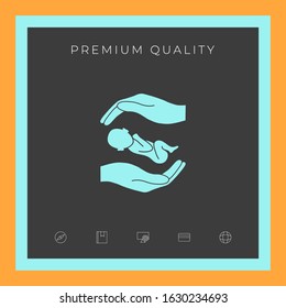 Hands holding baby. Graphic elements for your design