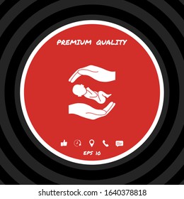 Hands holding baby. Graphic elements for your design