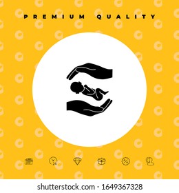 Hands holding baby. Graphic elements for your design