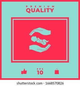 Hands holding baby. Graphic elements for your design