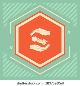 Hands holding baby. Graphic elements for your design