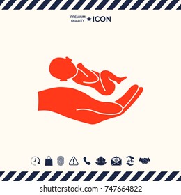 Hands holding baby, protect