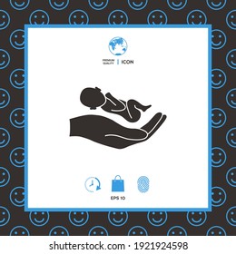 Hände, die Baby halten, schützen. Elemente für Ihr Design