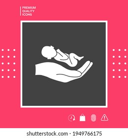 Hands holding baby, protect. Elements for your design