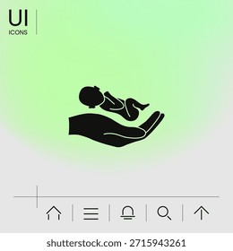 Mãos segurando bebê, proteja. Elementos para seu design