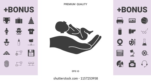Hands holding baby, protect - graphic elements for your design