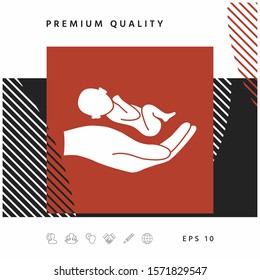 Hands holding baby, protect. Graphic elements for your design