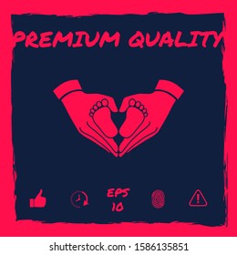 Hands holding baby - protection symbol. Heart shape made with hands. Graphic elements for your design
