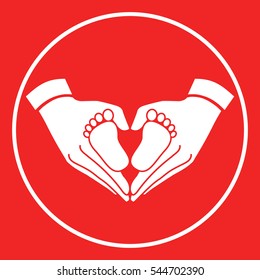 Hands holding baby symbol. Heart shape.