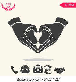 Hands holding baby symbol. Heart shape.