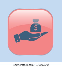 hands holding bag of money