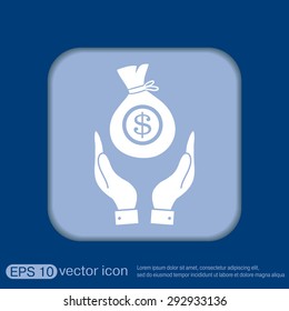 hands holding bag of money
