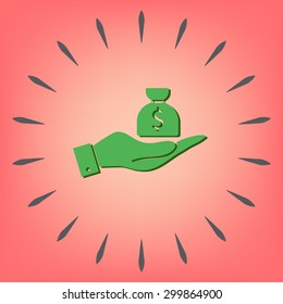 hands holding bag of money