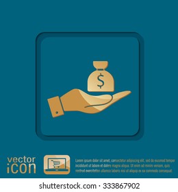 hands holding bag of money