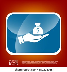 hands holding bag of money