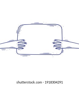 Hands holding banner - Manifestation, protest sign, activist placard - Fight for rights, social movement concept, space for text - Vector illustration isolated