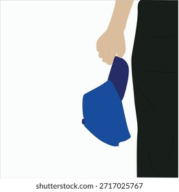  Manos que sostienen la gorra de béisbol. Vector