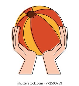 Hands holding beach ball