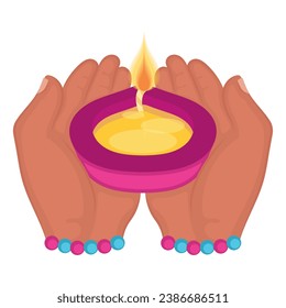 Hands holding a beautiful candle Vector illustration