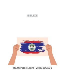 hands holding belize flag illustration