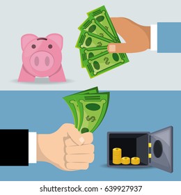 hands holding a lot of bills for saved