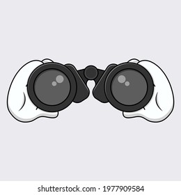 hands holding binoculars carton vector graphics
