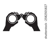 Hands Holding Binoculars vector illustration