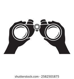 Hands Holding Binoculars vector illustration