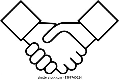 Hands holding hands. Black and white flat icon. Vector illustration.