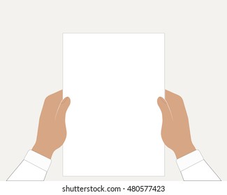 hands holding blank A4 copy space letter