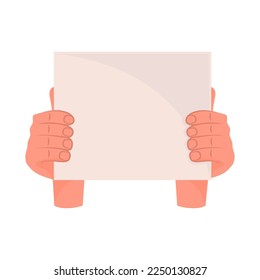 hands holding blank banner protest icon